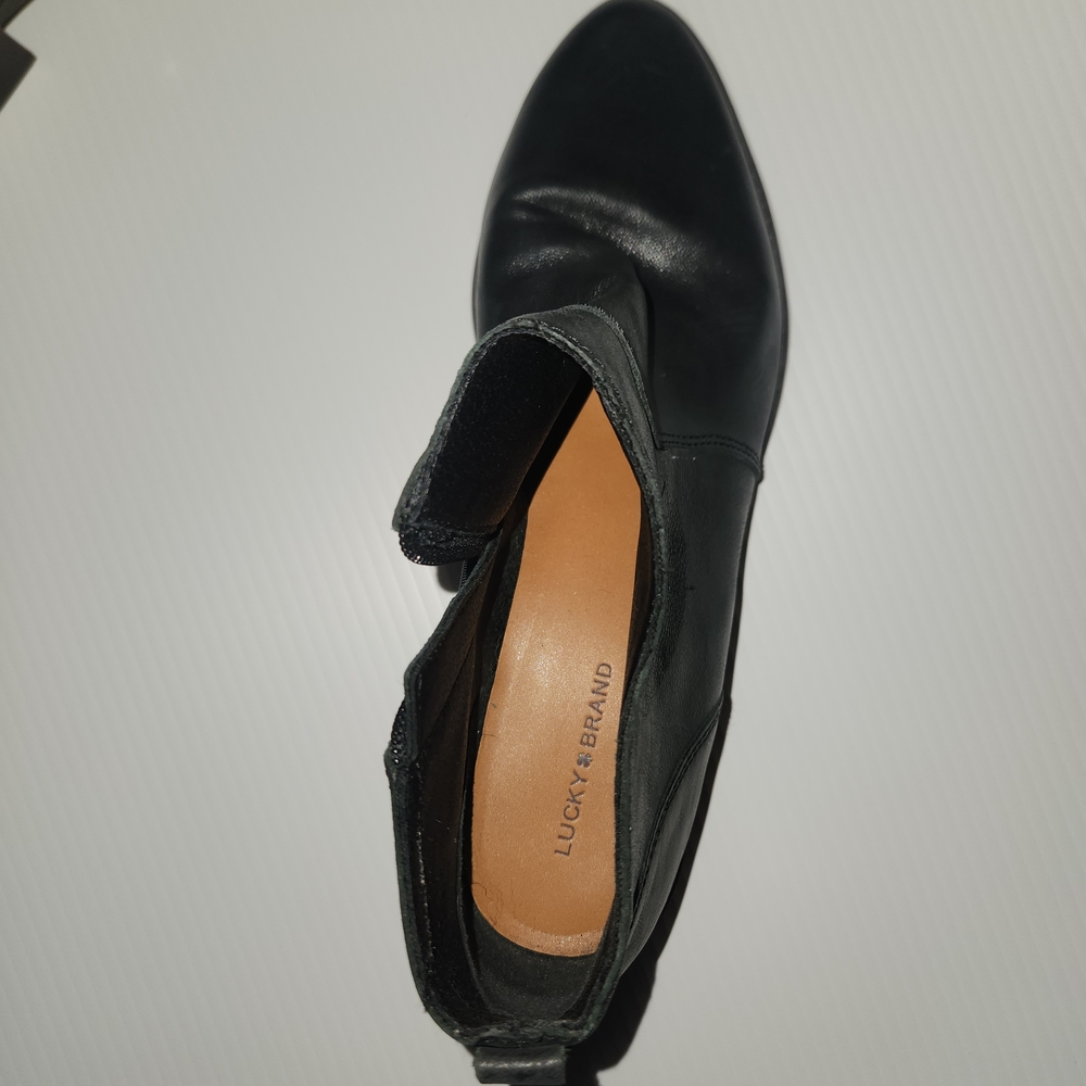 Lucky Brand Leather Black Ankle Boots Size 10 - Picture 3 of 4